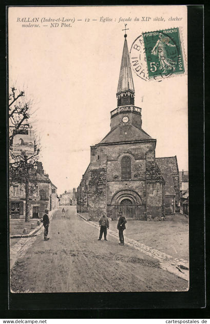 CPA Ballan, Église, Facade Du XII Siècle, Clocher Moderne  - Autres & Non Classés