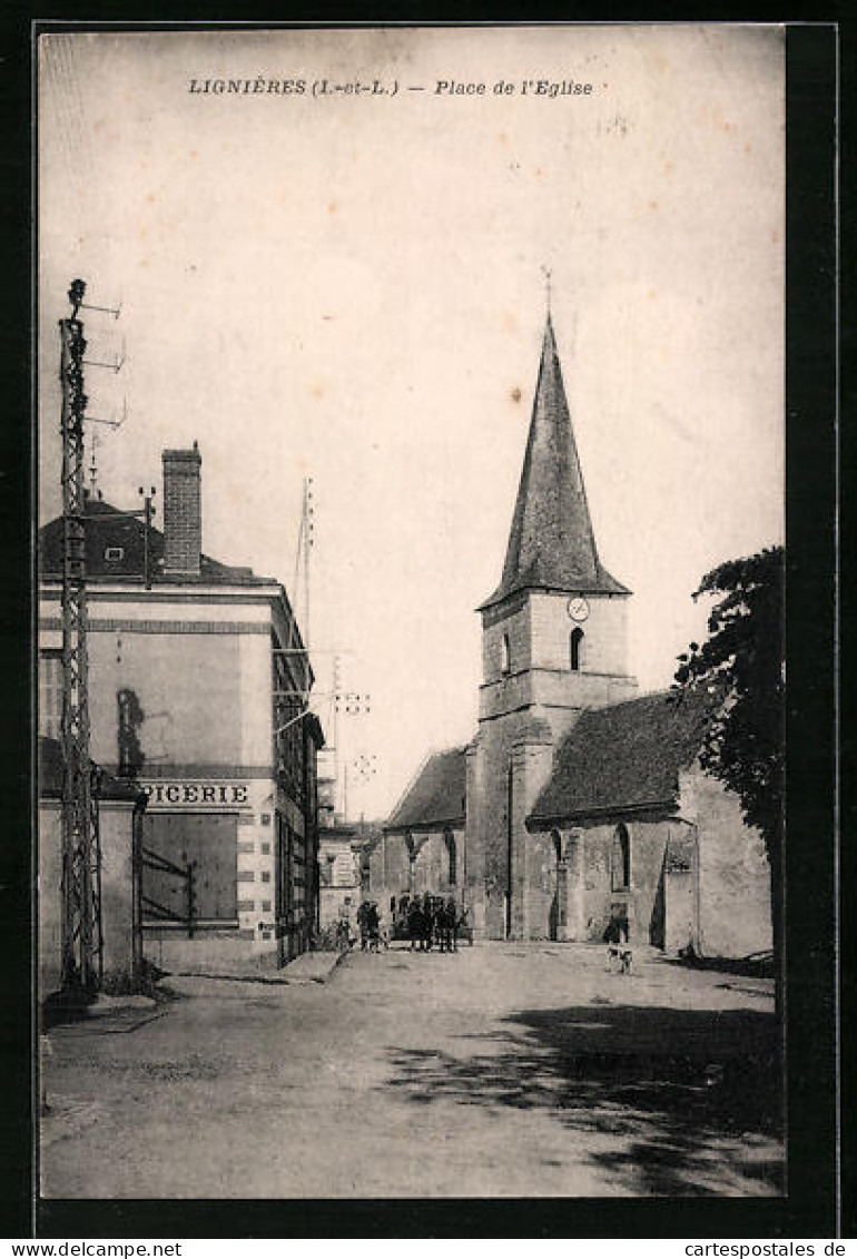 CPA Lignières, Place De L`Eglise  - Other & Unclassified