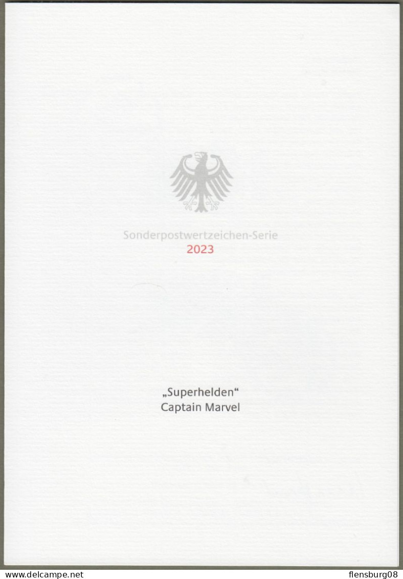 Bund: Minister Card - Ministerkarte Typ VII , Mi-Nr. 3797 ESST: " Superhelden - Captain Marvel - " - Briefe U. Dokumente