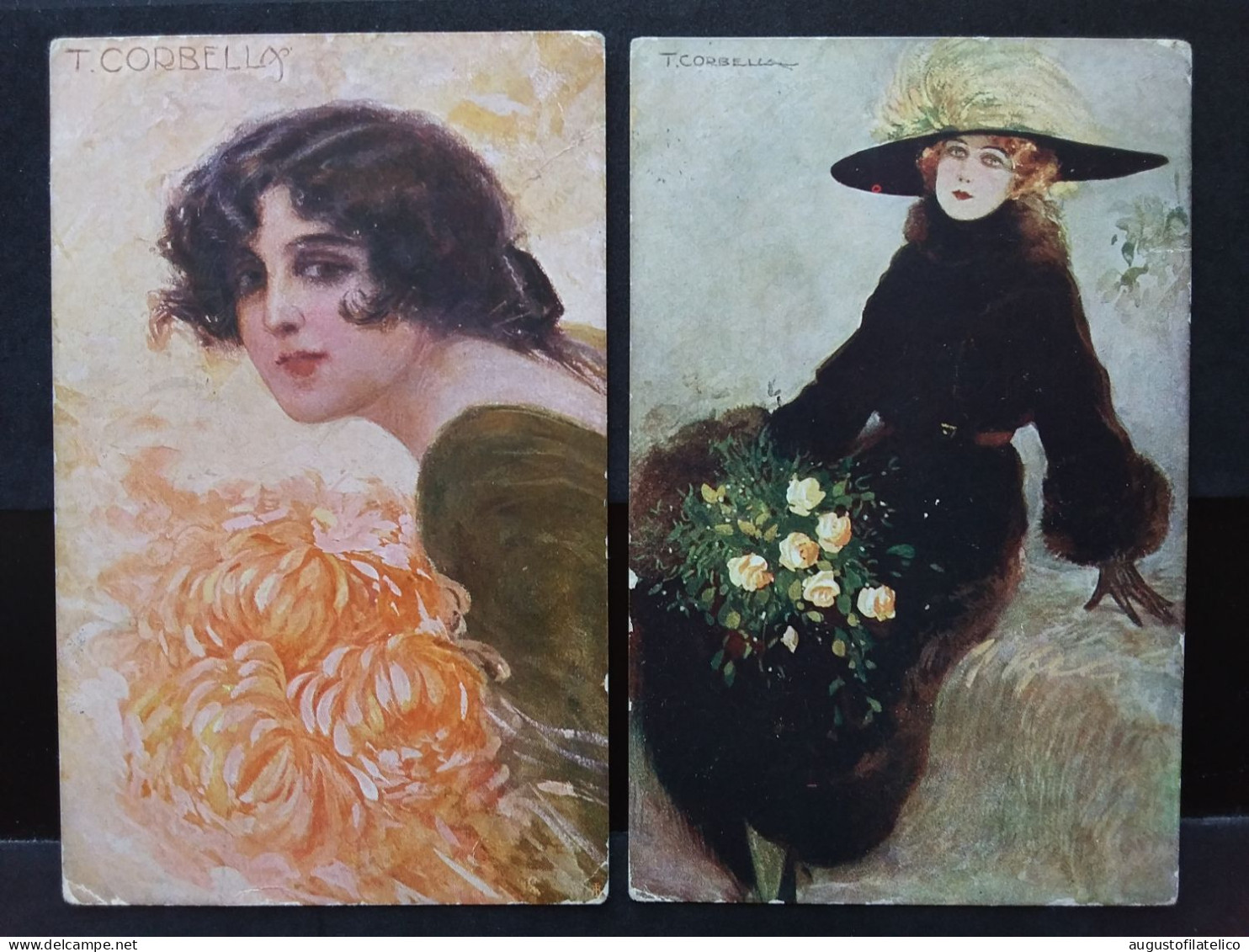 2 Cartoline Dipinti T. Corbella - Viaggiate Nel 1918 + Spese Postali - Paintings