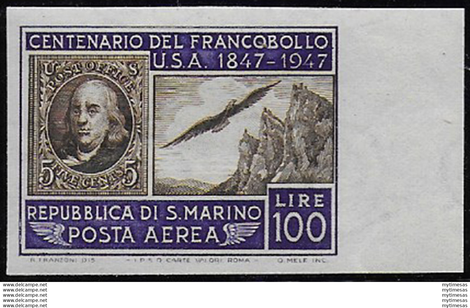 1947 San Marino L. 100 Nd MNH Sass. N. A 75b - Altri & Non Classificati