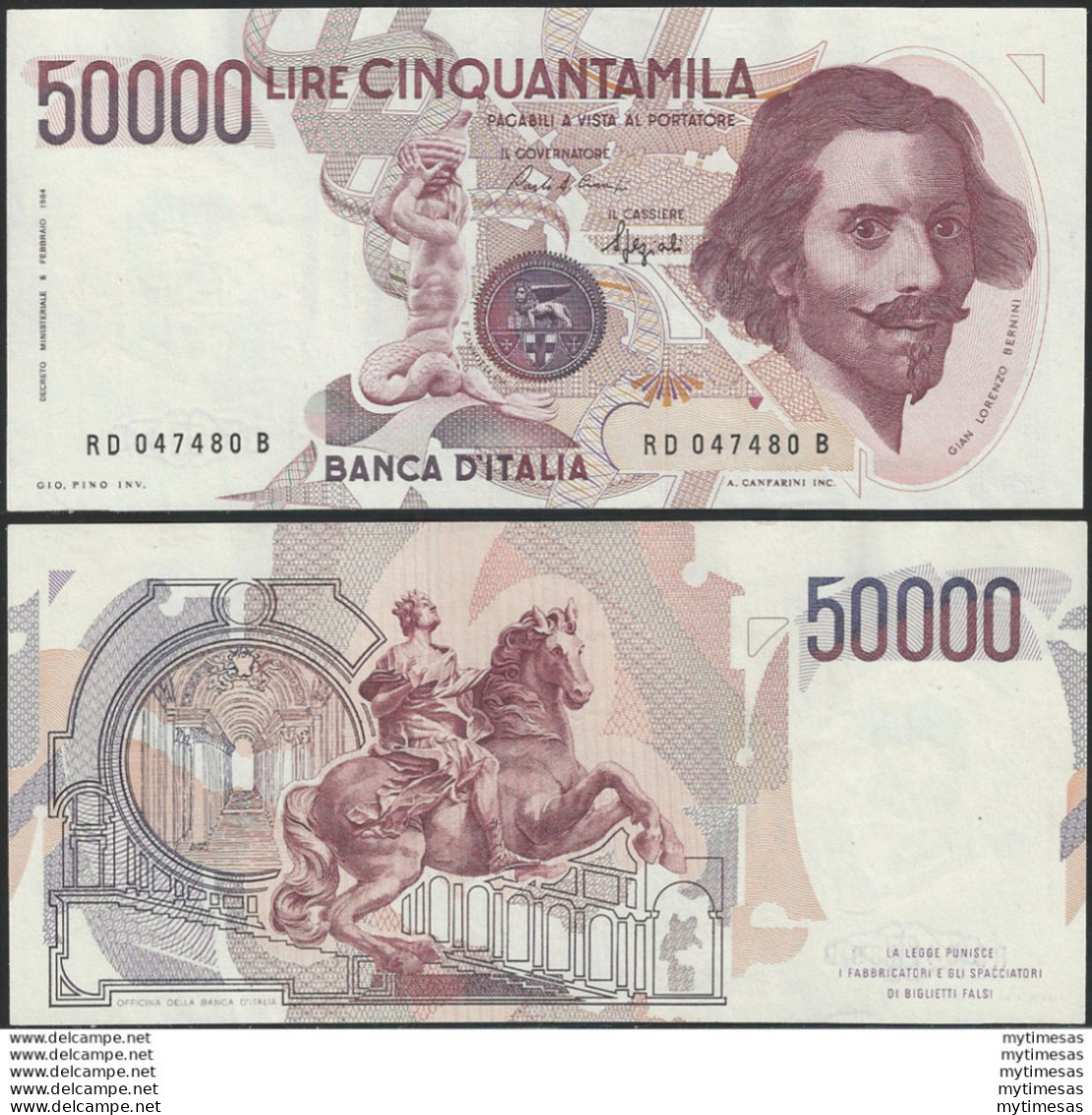 1990 Italia Lire 50.000 Bernini FDS Rif. BI 904 Alfa - Other & Unclassified