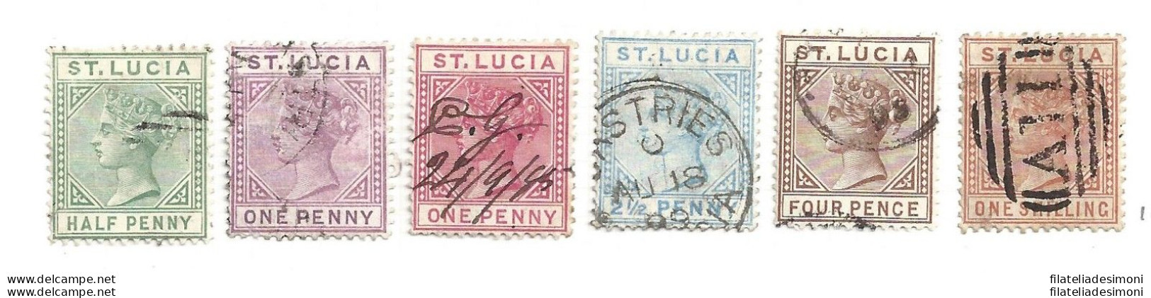1883-86 ST. LUCIA - SG N° 31/36  5 Valori  USATI - Autres & Non Classés