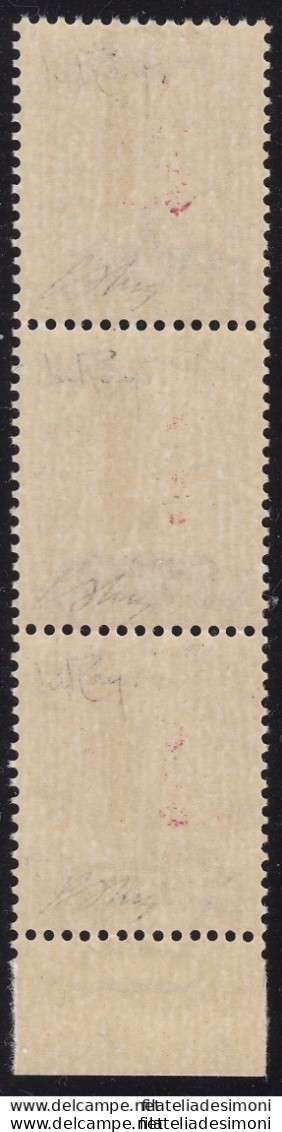 1944 RSI, N° 490 25c. Verde Striscia Di Tre MNH** Firmato Raybaudi-Oliva - Altri & Non Classificati