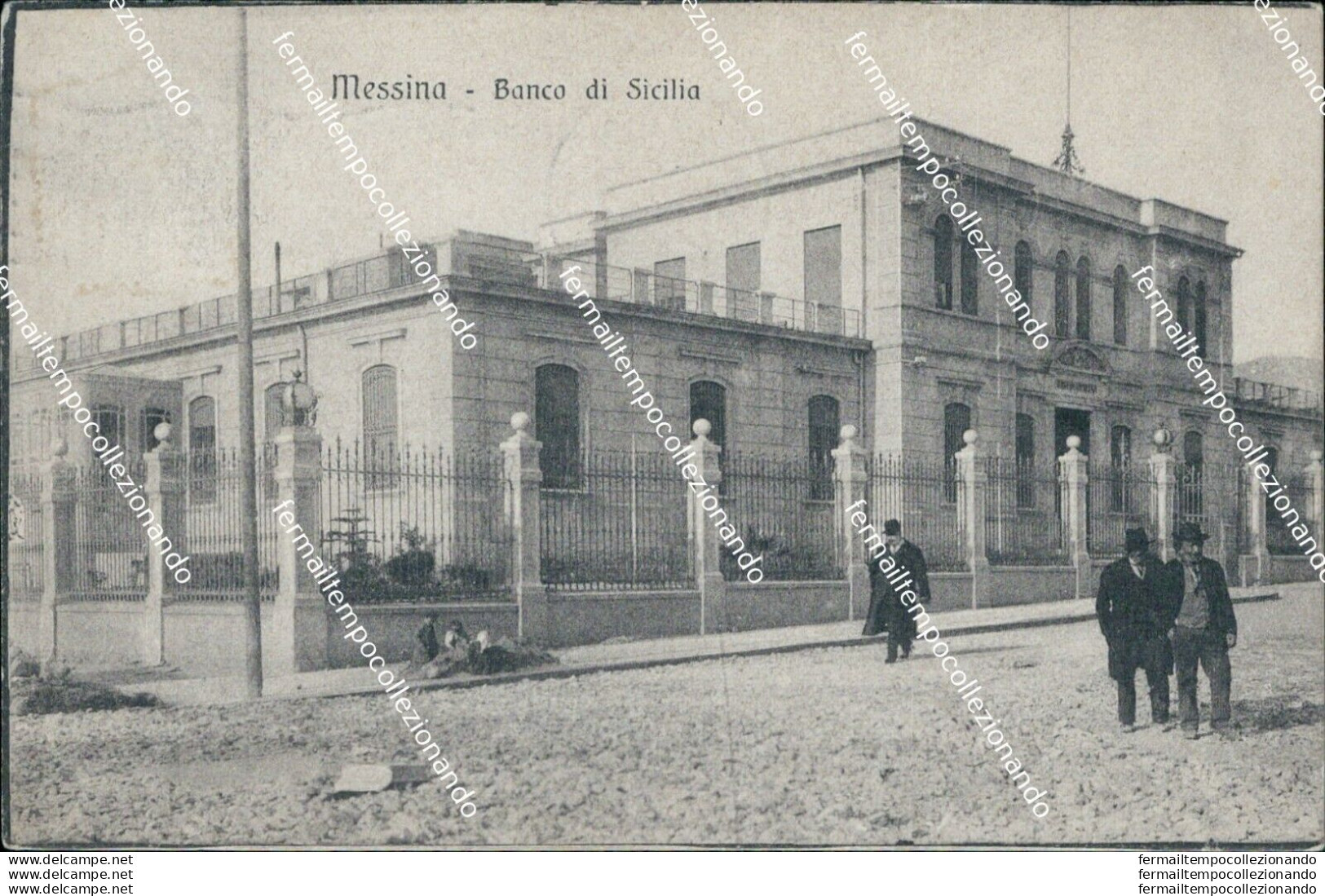 Ba253 Cartolina Messina Banco Di Sicilia Animata Bella!! 1922 - Messina