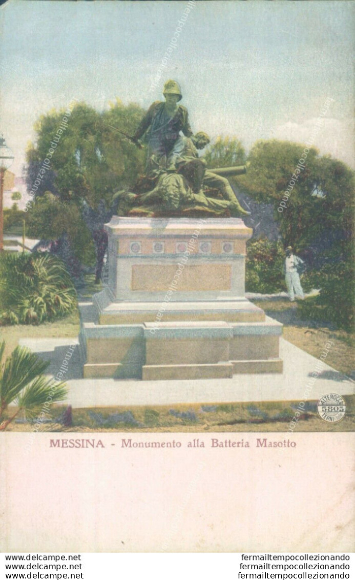 Ab227 Cartolina Messina Citta' Monumento Alla Batteria Masotto - Messina