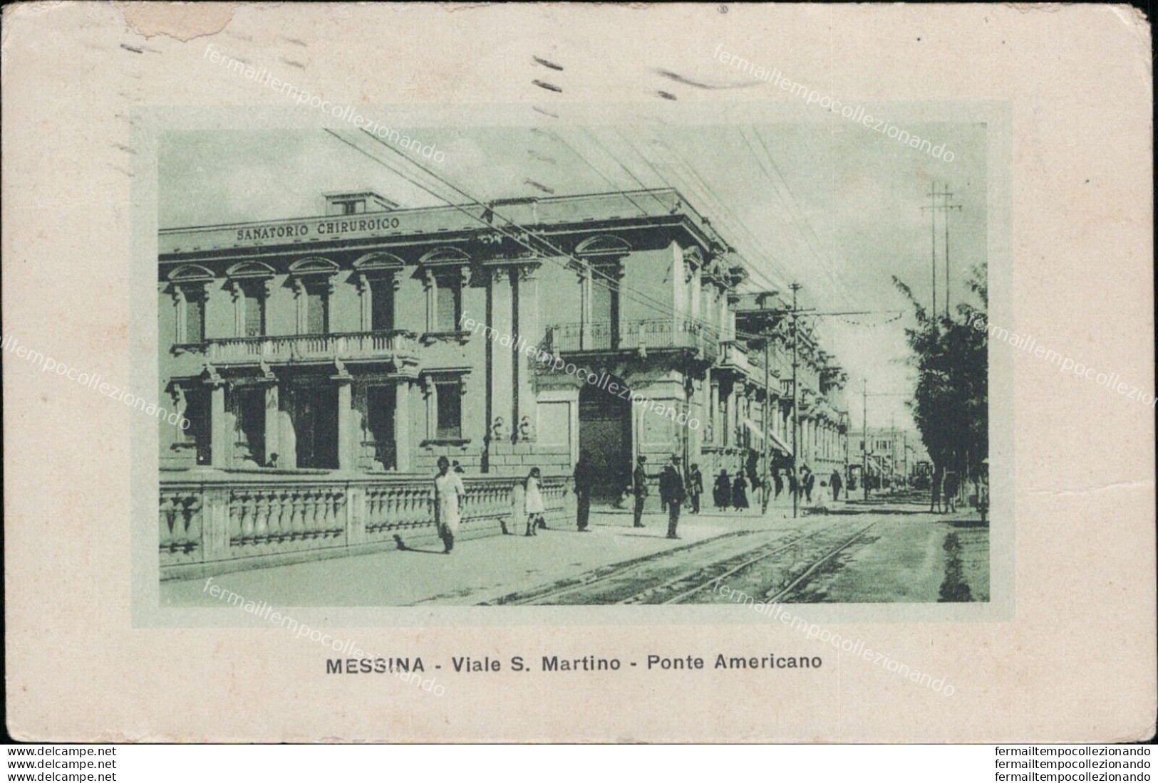 Ar40 Cartolina Messina Citta' Viale S.martino Ponte Americano 1924 Abrasione - Messina