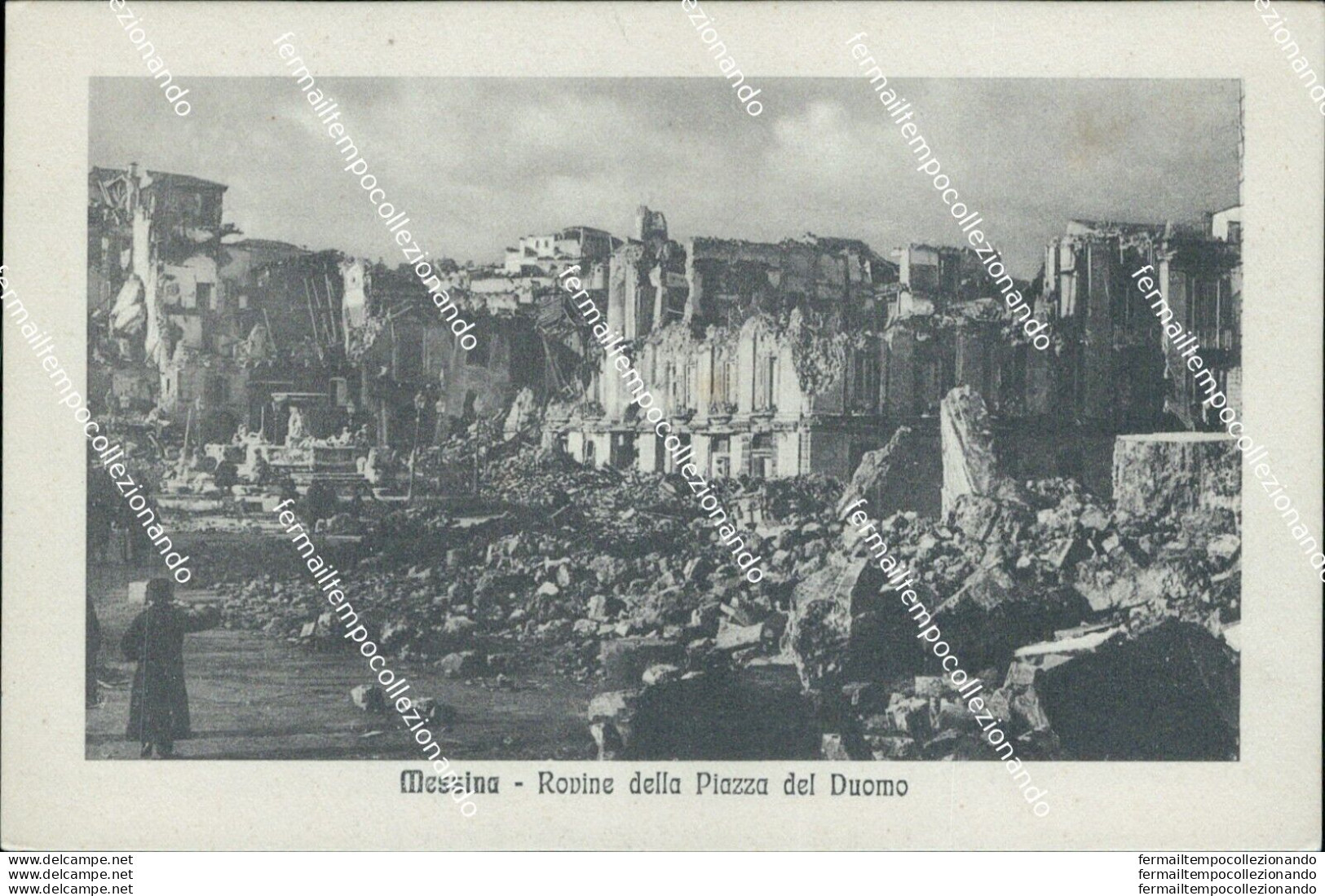 Bf311 Cartolina Messina Citta' Rovine Della Piazza Del Duomo - Messina
