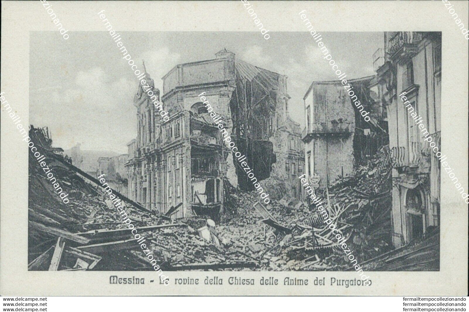 Bf321 Cartolina Messina Le Rovine Della Chiesa Delle Anime Del Purgatorio - Messina