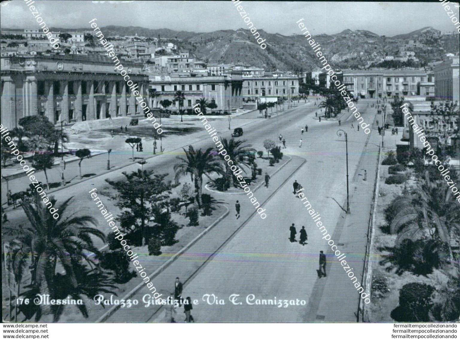 Br427 Cartolina Messina Citta' Palazzo Giustizia E Via T.cannizaro - Messina