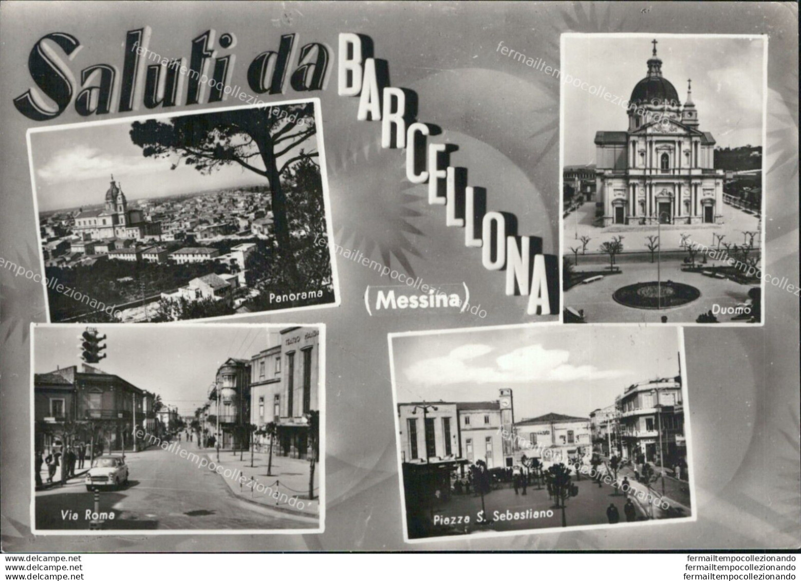 Ar551 Cartolina Saluti Da Barcellona 4 Vedutine Provincia Di Messina - Messina