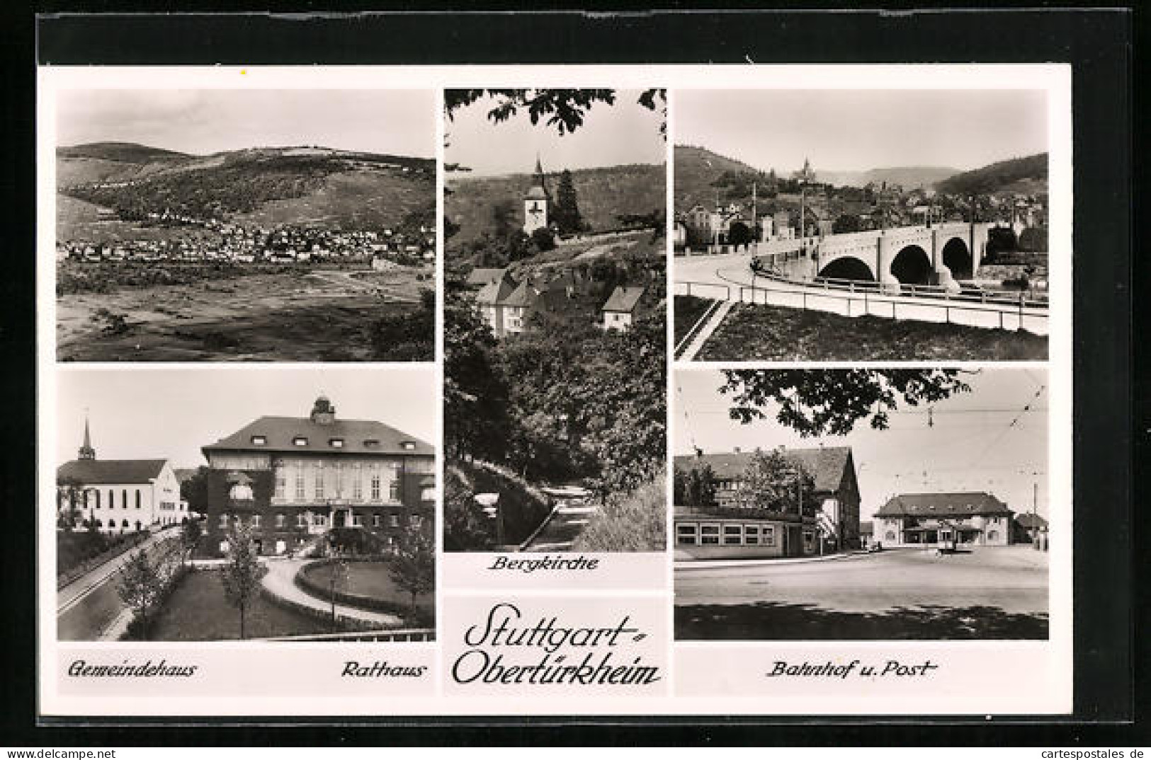 AK Stuttgart-Obertürkheim, Bergkirche, Bahnhof Und Post, Gemeindehaus, Rathaus  - Stuttgart