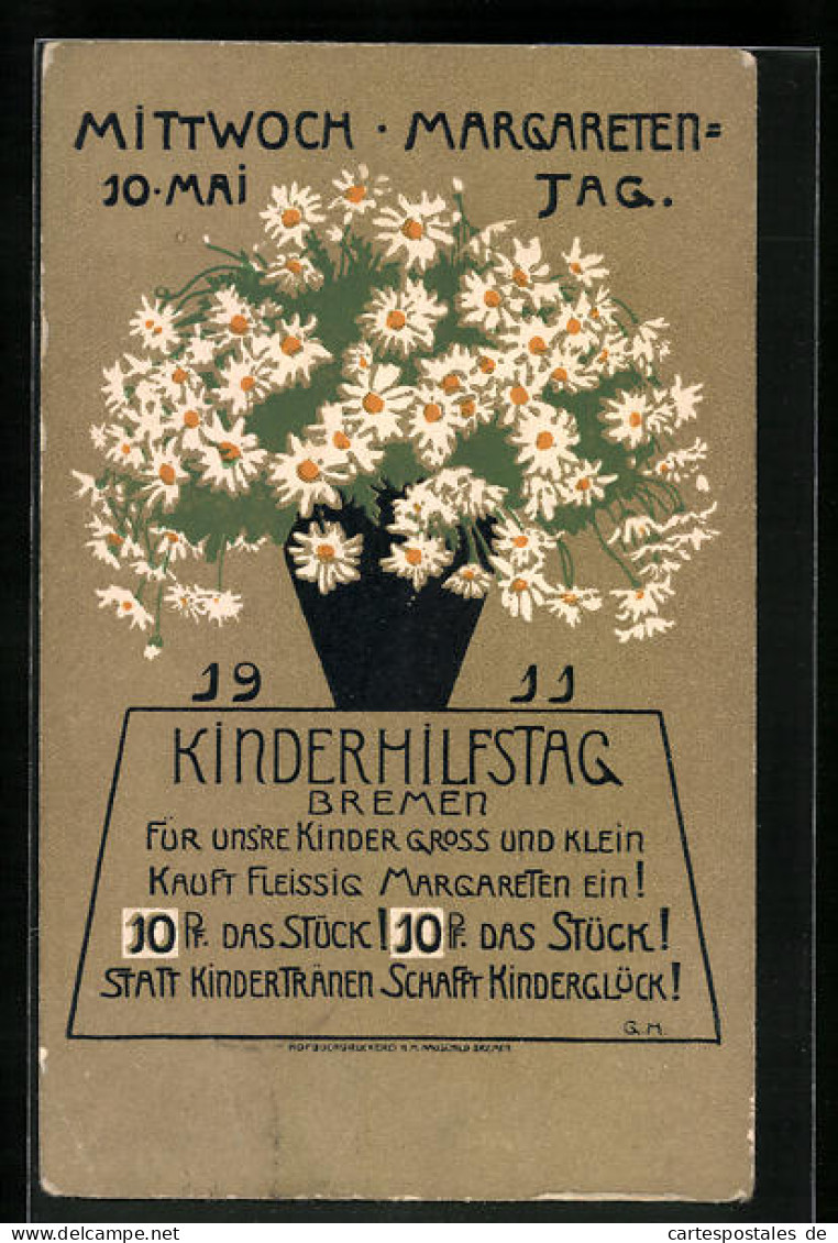 AK Bremen, Margareten-Tag 1911, Vase Voller Blumen  - Autres & Non Classés