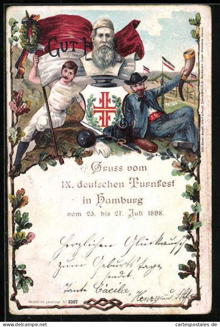 AK Hamburg, IX. Deutsches Turnfest 1898, Turner Und Jahn-Denkmal  - Autres & Non Classés