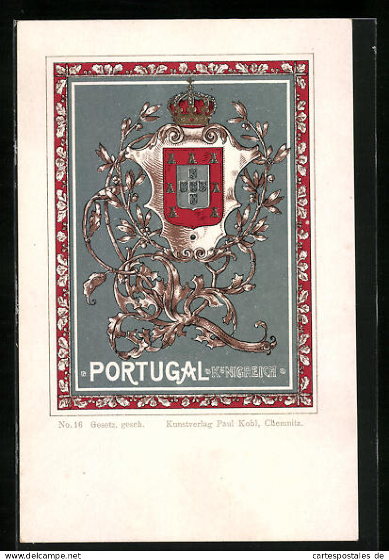 AK Wappen Königreich Portugal  - Genealogy