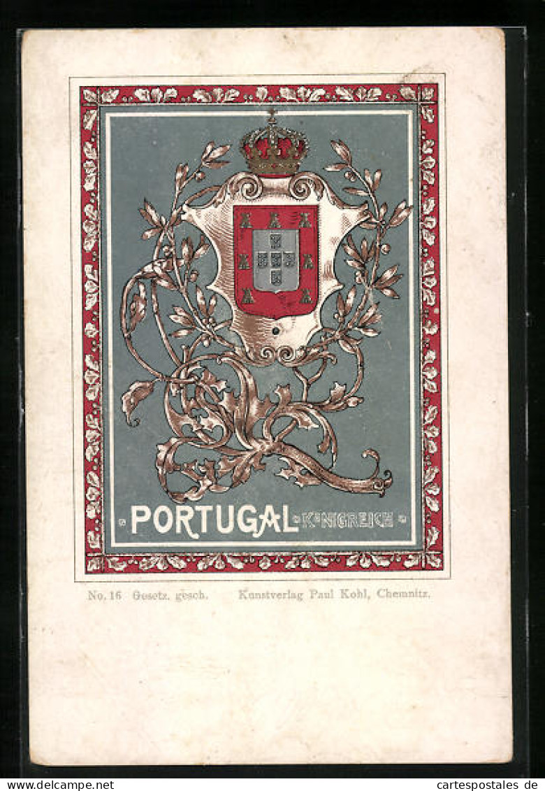 AK Wappen Vom Königreich Portugal  - Genealogy