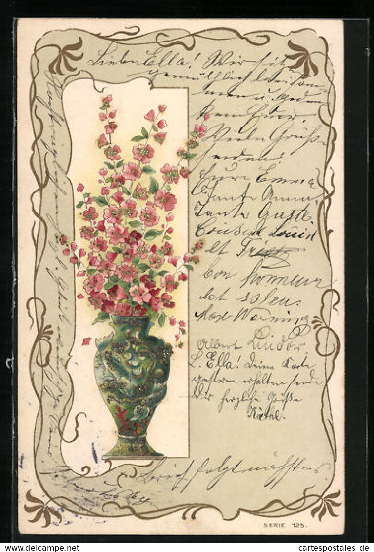 Lithographie Bauchige Vase Mit Blumen  - Sonstige & Ohne Zuordnung