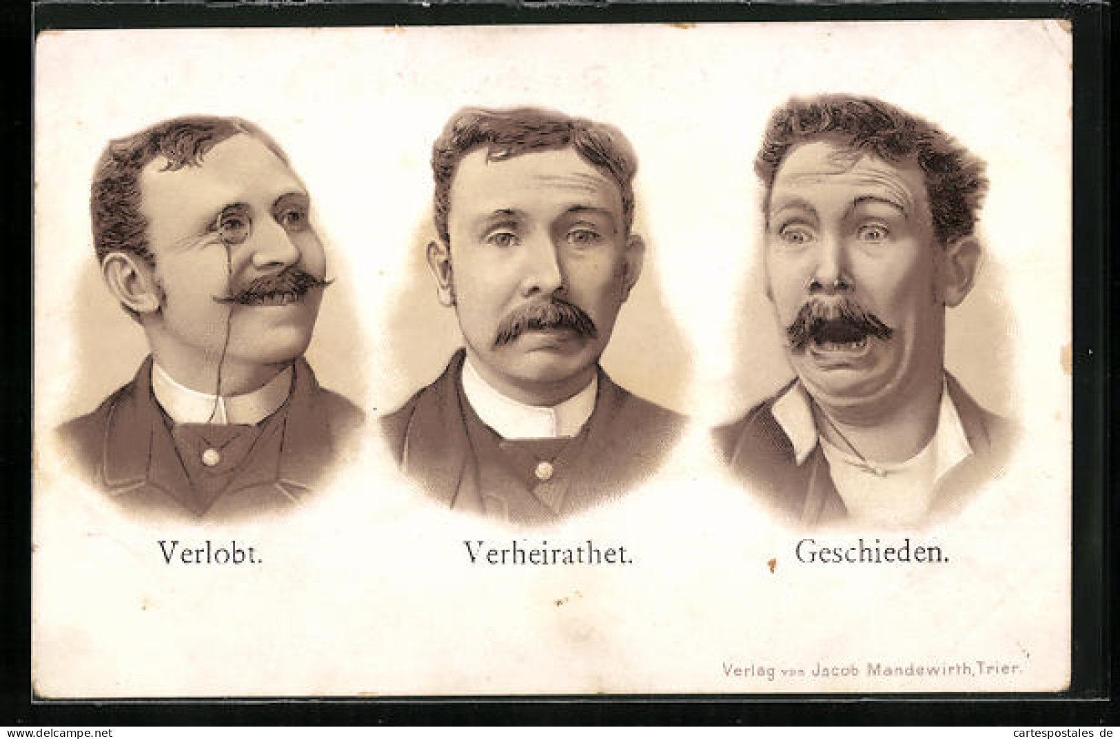 Lithographie Verlobt, Verheiratet Und Gescheiden  - Humour