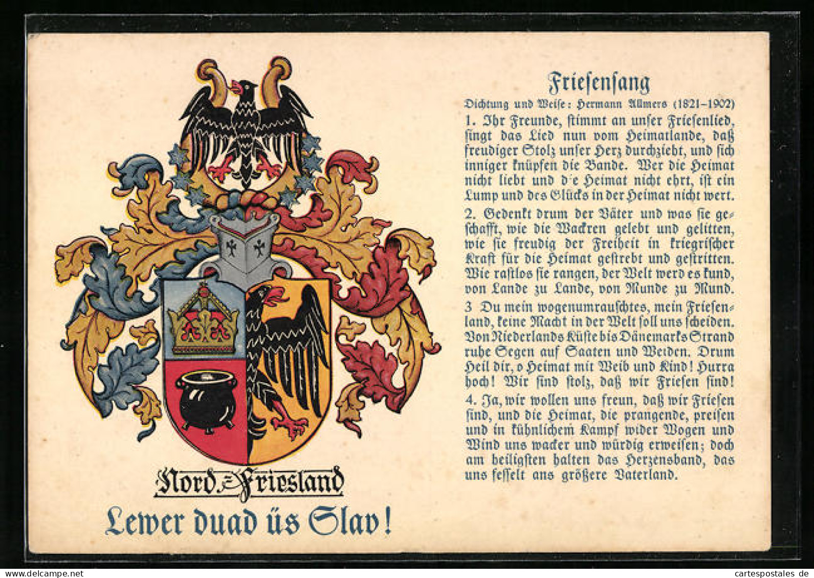 AK Nord-Friesland, Lewer Duad üs Slav!, Friesensang, Wappen  - Genealogy