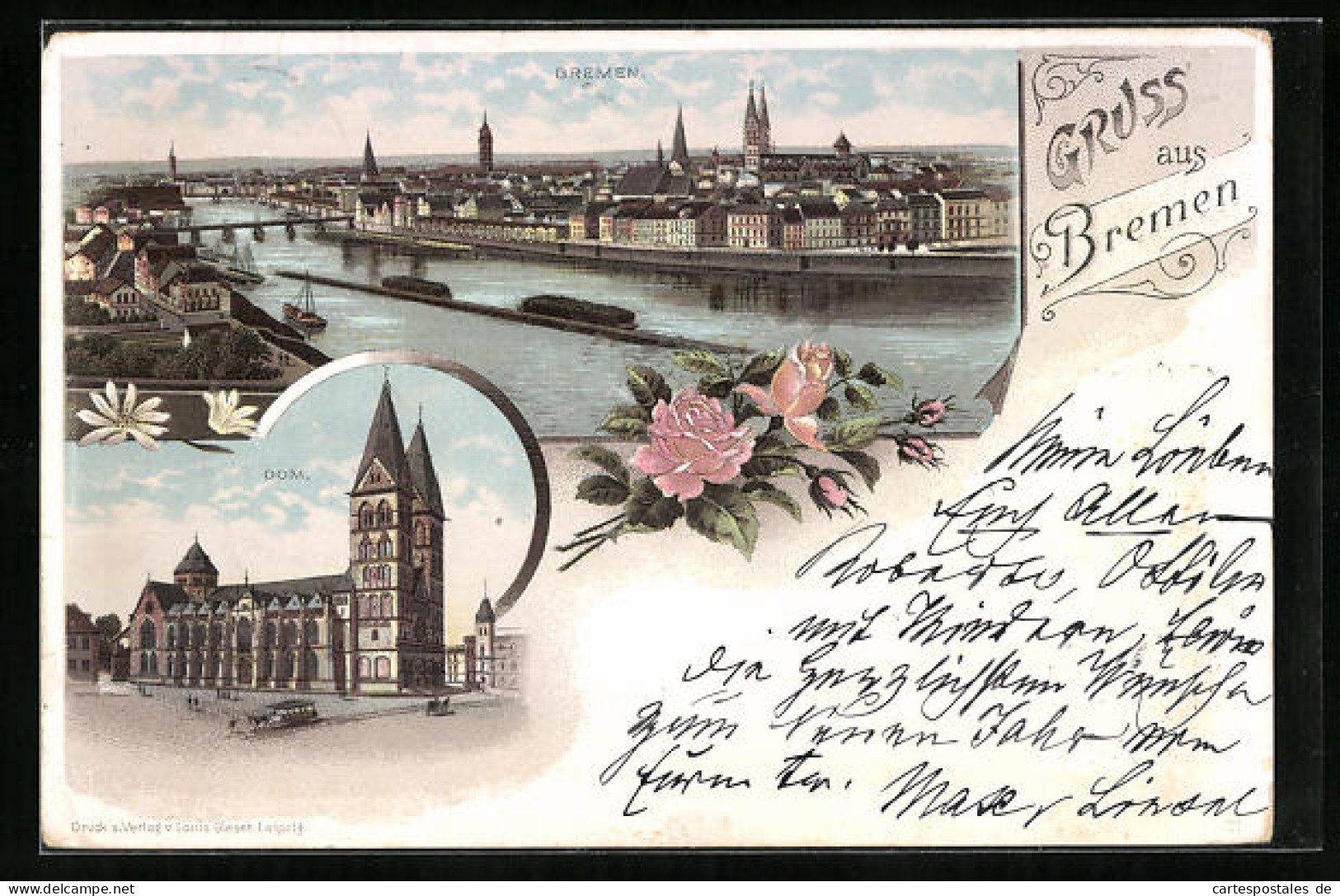 Vorläufer-Lithographie Bremen, 1895, Dom Und Stadtpanorama  - Bremen