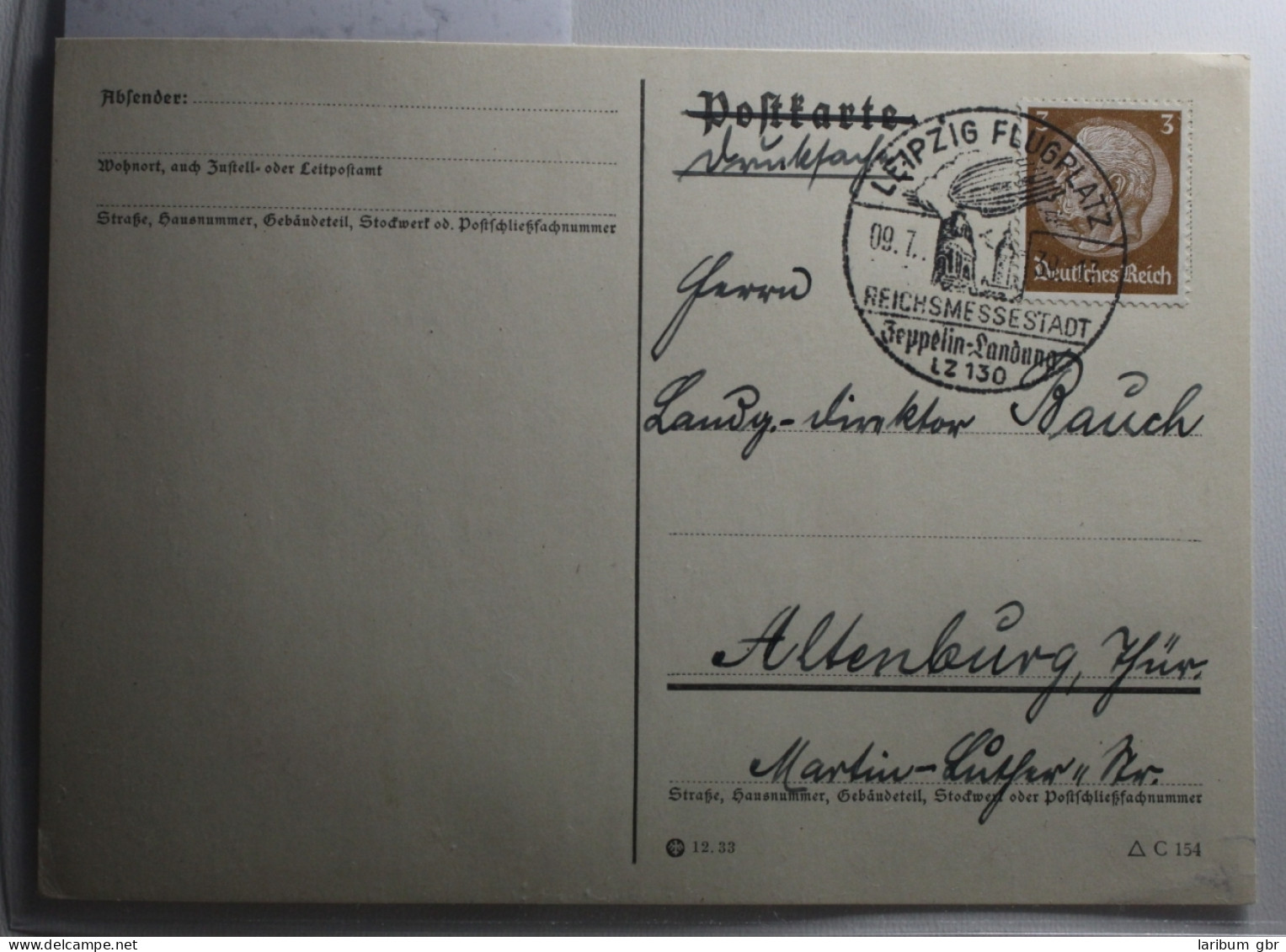 Deutsches Reich Auf Postkarte Als Einzelfrankatur Zeppelin-Landung LZ 130 #BA230 - Otros & Sin Clasificación