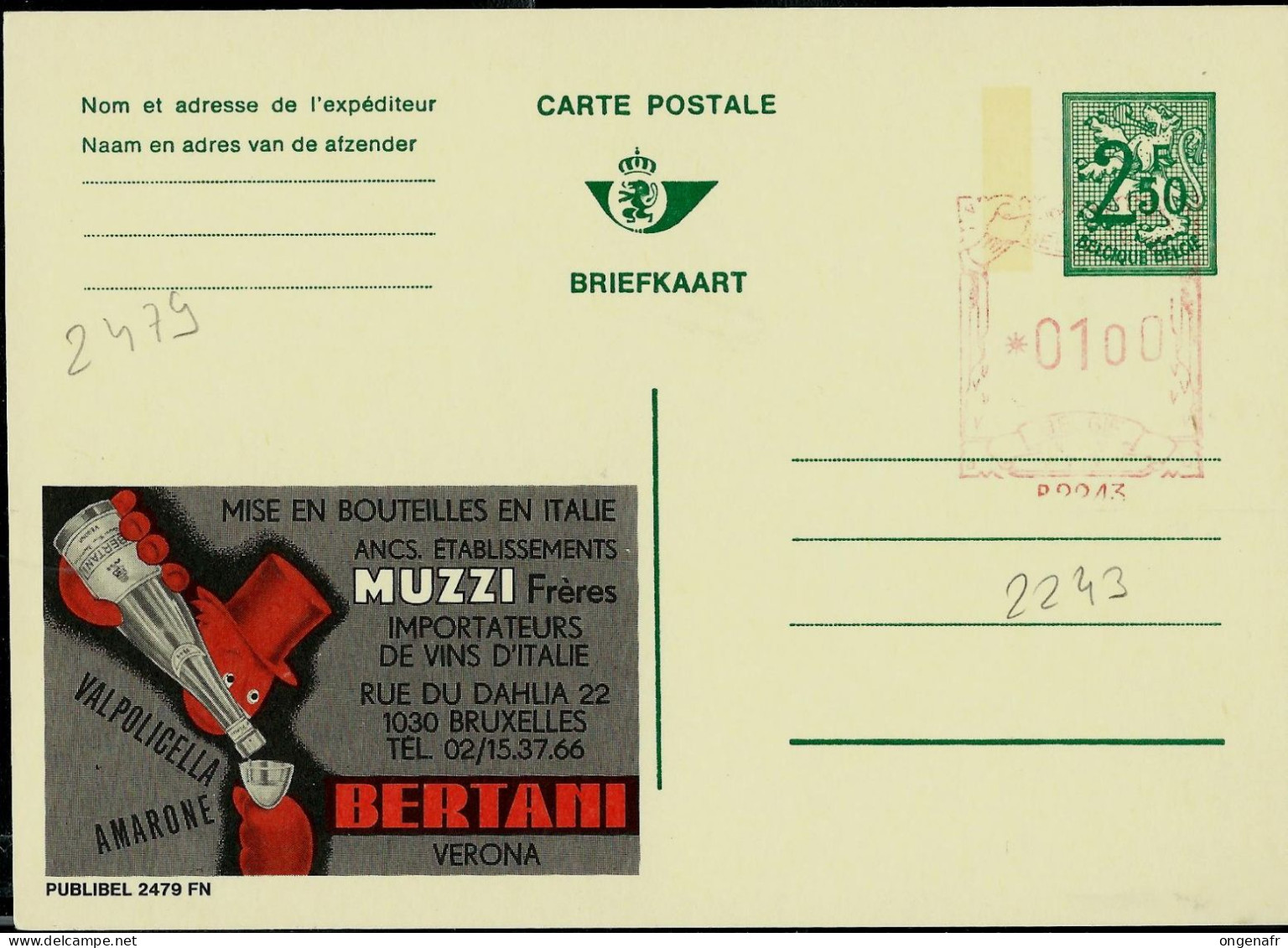 Publibel Neuve N° 2479 + P 2243 ( BERTANI Apéro - D'Italie) - Publibels