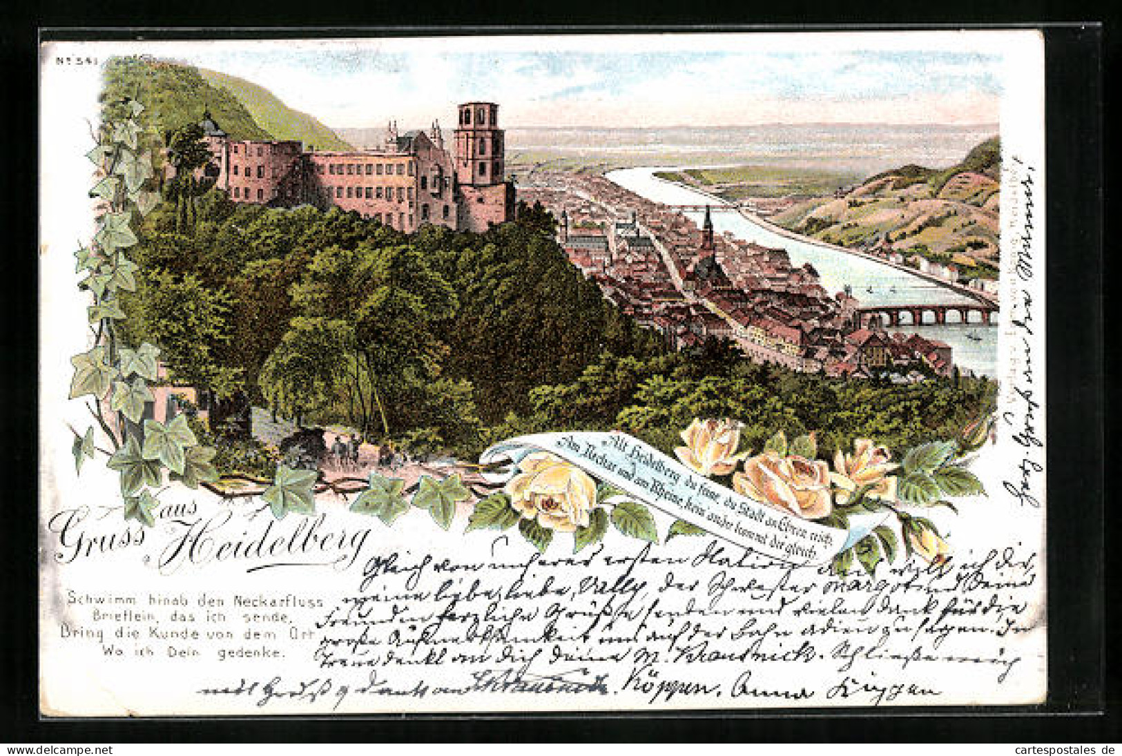 Lithographie Heidelberg, Totalansicht Mit Schloss  - Heidelberg