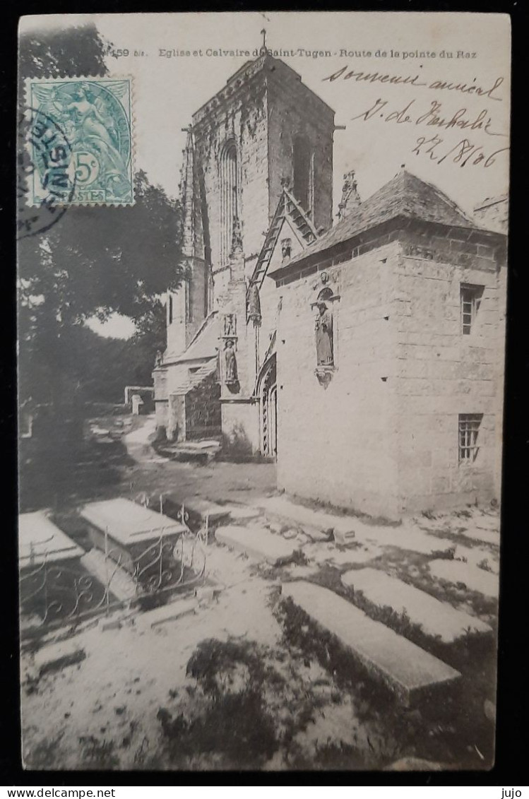 29 - Eglise Et Calvaire De Saint Tugen - Route De La Pointe Du Raz - Cimetières Tombes - Other & Unclassified