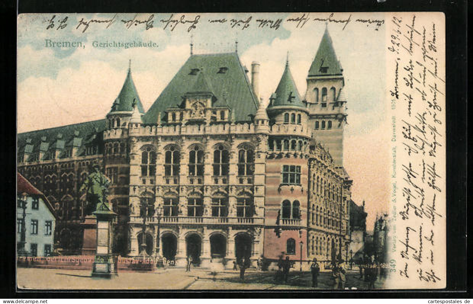 AK Bremen, Gerichtsgebäude, Gustav-Adolf Denkmal  - Bremen