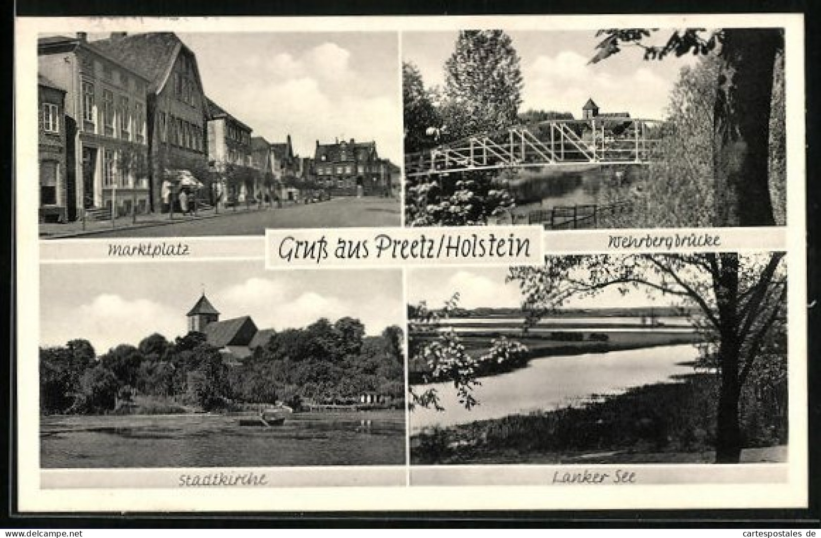 AK Preetz /Holstein, Ortsansicht Mit Lanker See, Stadtkirche Und Marktplatz  - Preetz