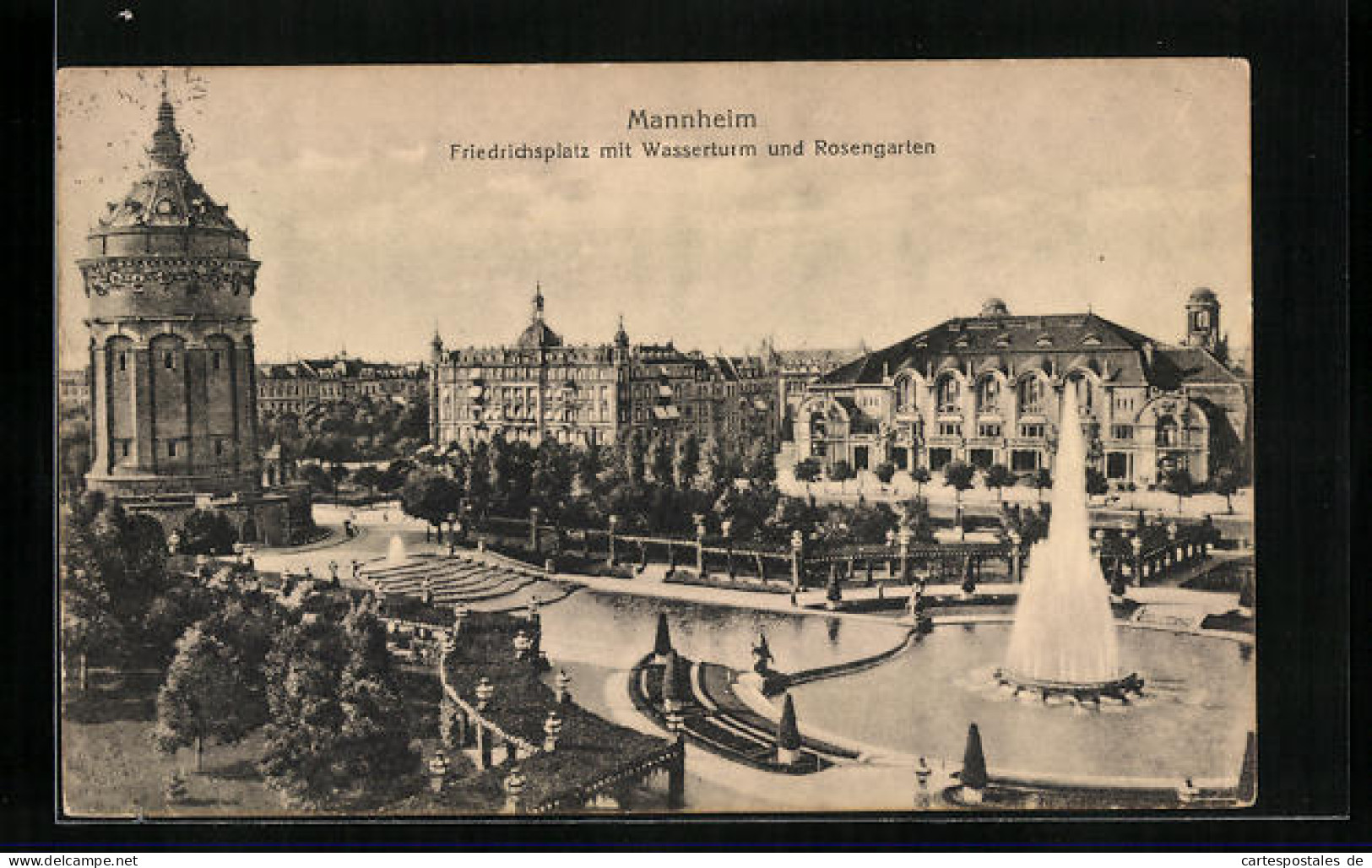 AK Mannheim, Friedrichsplatz Mit Wasserturm Und Rosengarten  - Mannheim