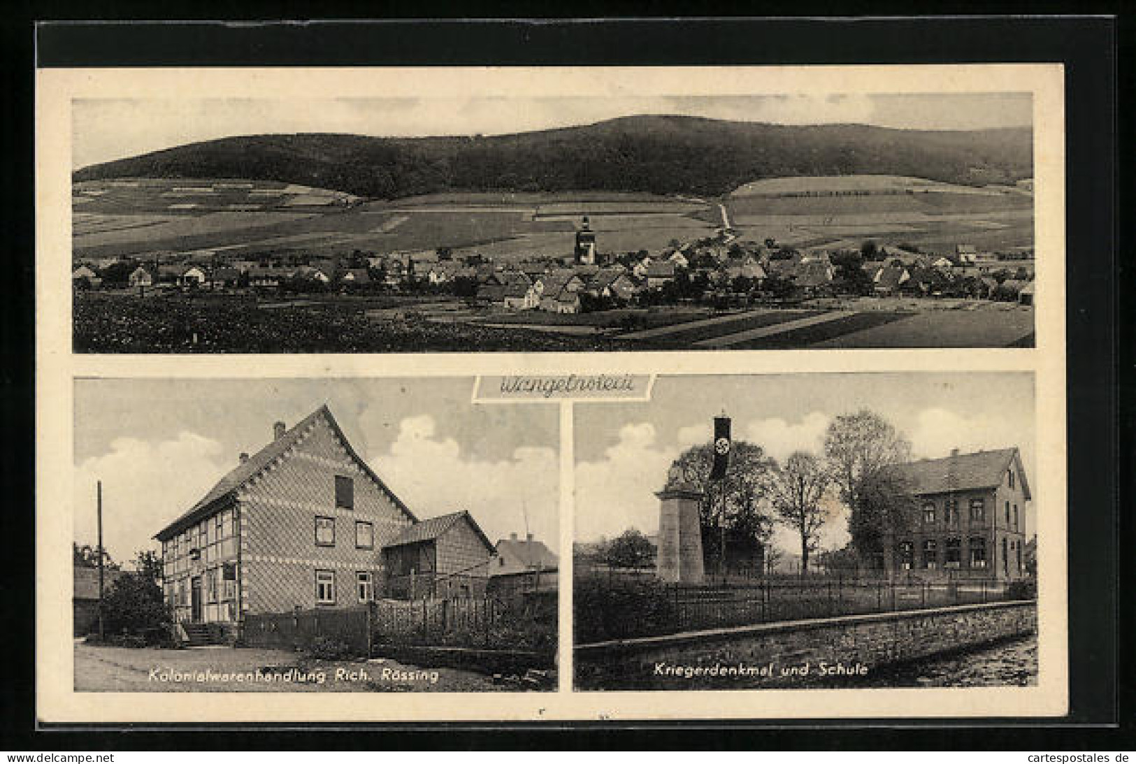 AK Wangelnstedt, Kolonialwarenhandlung, Kriegerdenkmal Und Schule  - Other & Unclassified