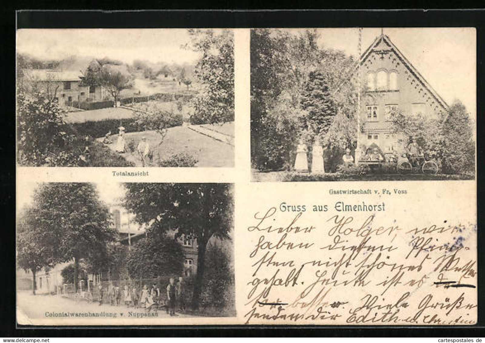 AK Elmenhorst, Gasthaus V. Fr. Voss, Colonialwarenhandlung  - Other & Unclassified