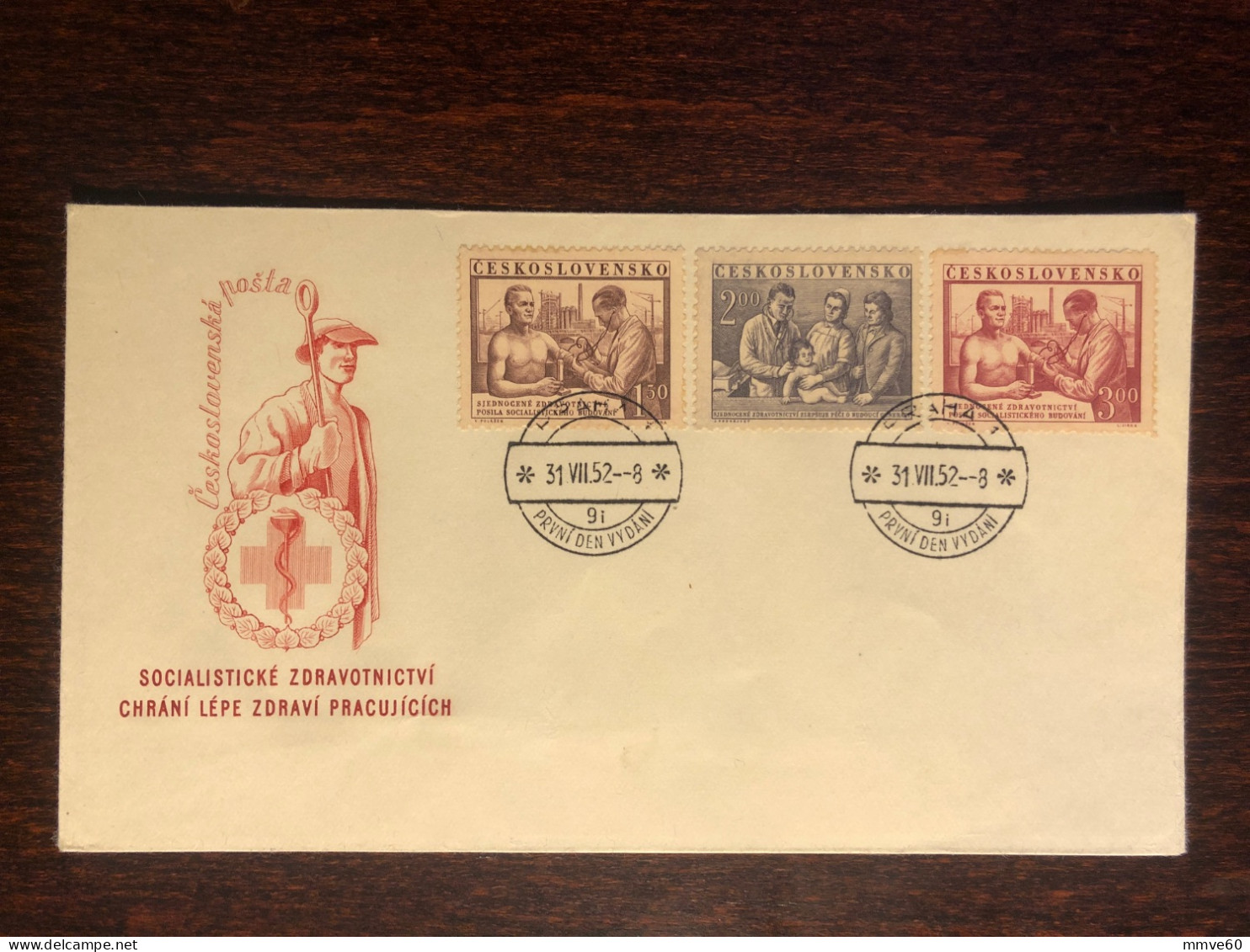 CZECHOSLOVAKIA FDC COVER 1952 YEAR RED CROSS HEALTH MEDICINE STAMPS - FDC