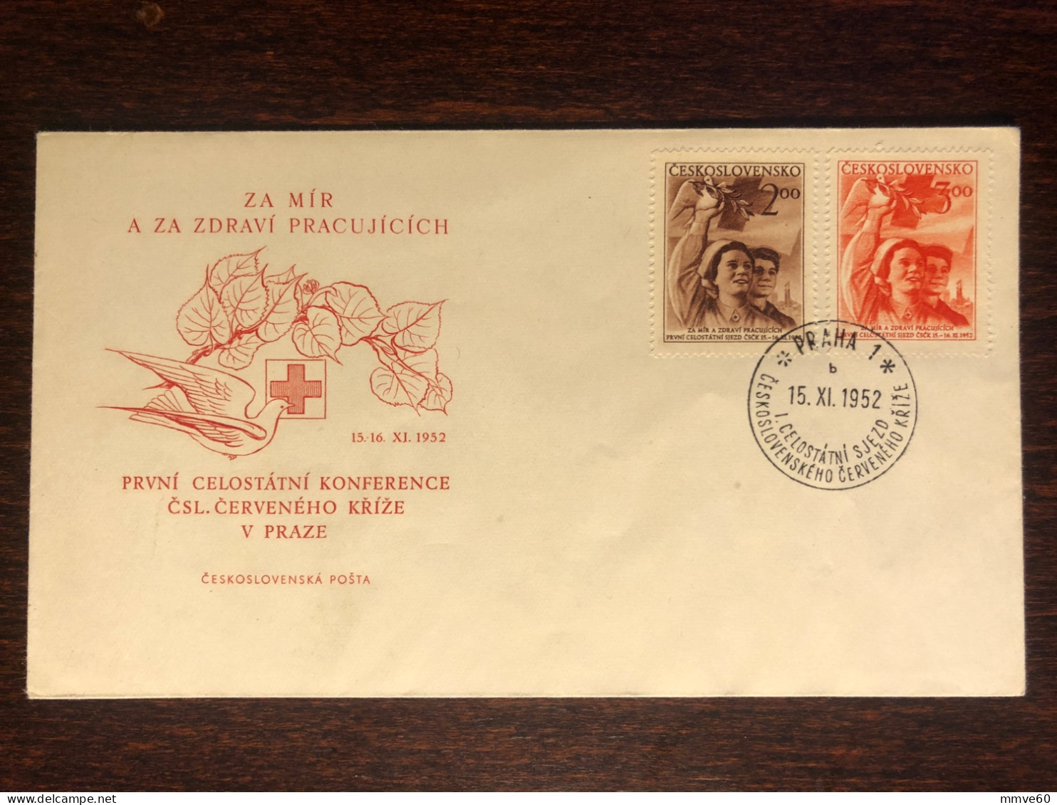CZECHOSLOVAKIA FDC COVER 1952 YEAR RED CROSS HEALTH MEDICINE STAMPS - FDC