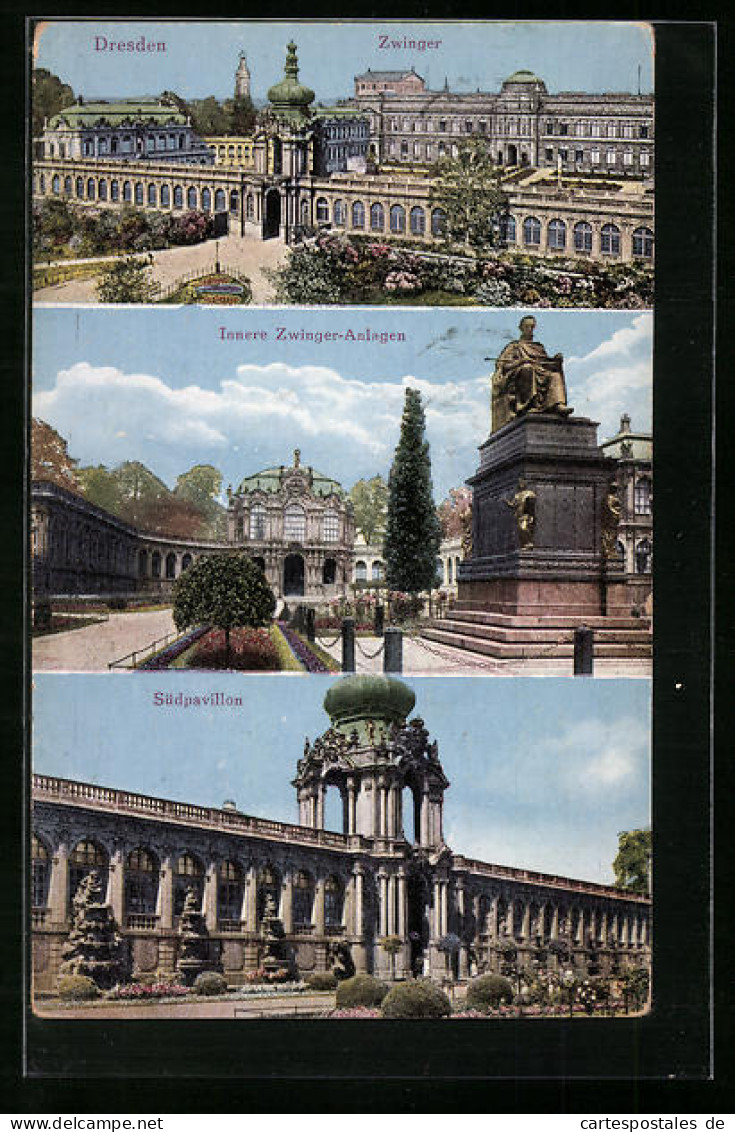 AK Dresden, Zwinger, Innere Zwinger-Anlagen, Südpavillon  - Dresden
