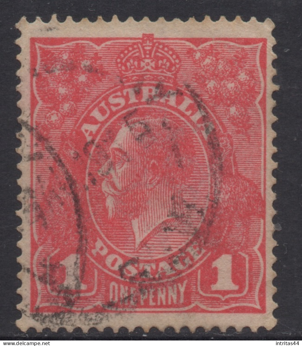 AUSTRALIA 1914-20 1d CARMINE-RED KGV STAMP  PERF.14.1/4 (LINE)  1st.WMK SG.21 VFU - Used Stamps