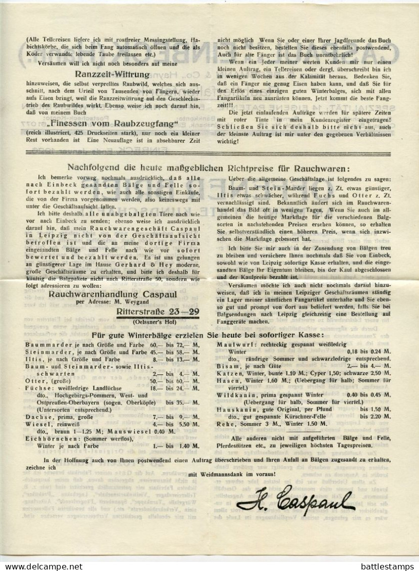 Germany 1926 Cover W/ Letter, Advert., Invoices, Etc.; Einbeck - Fallenfabrik Caspaul (Trap Factory); 10pf. German Eagle - Cartas & Documentos