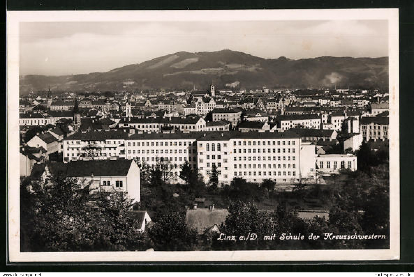 AK Linz A. D., Ortsansicht Mit Schule Der Kreuzschwestern  - Andere & Zonder Classificatie