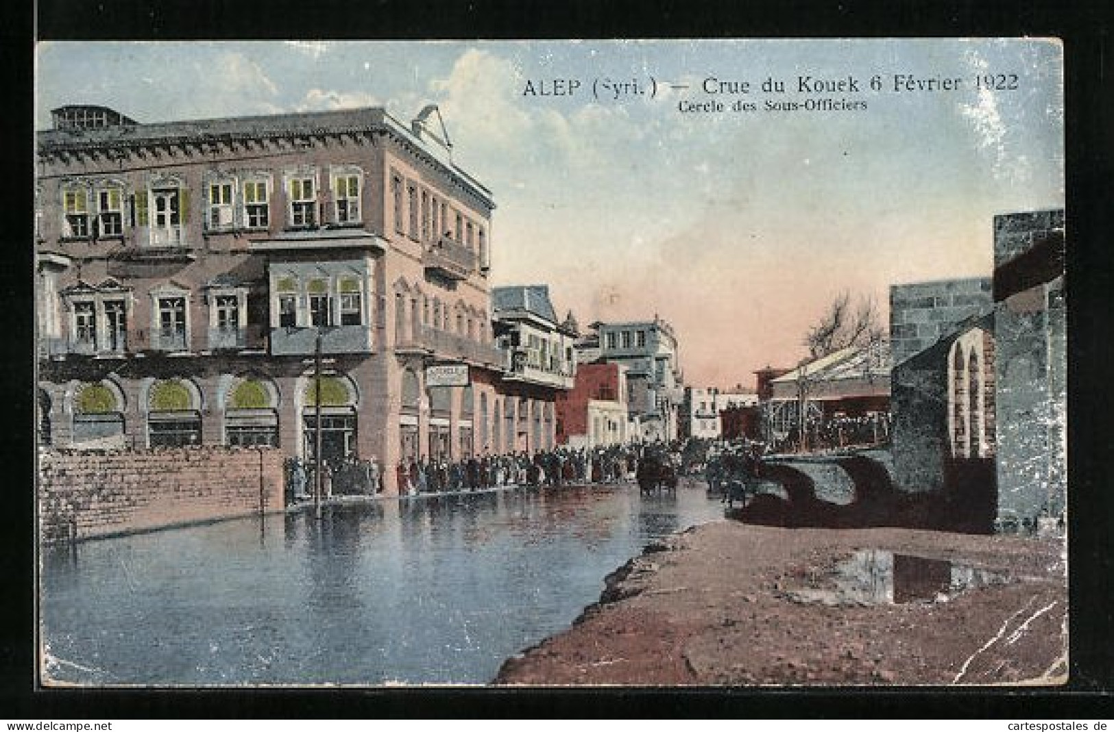 AK Alep, Crue Du Kouek 6 Fèvrier 1922, Cercle Des Sous-Officiers, Hochwasser  - Syria