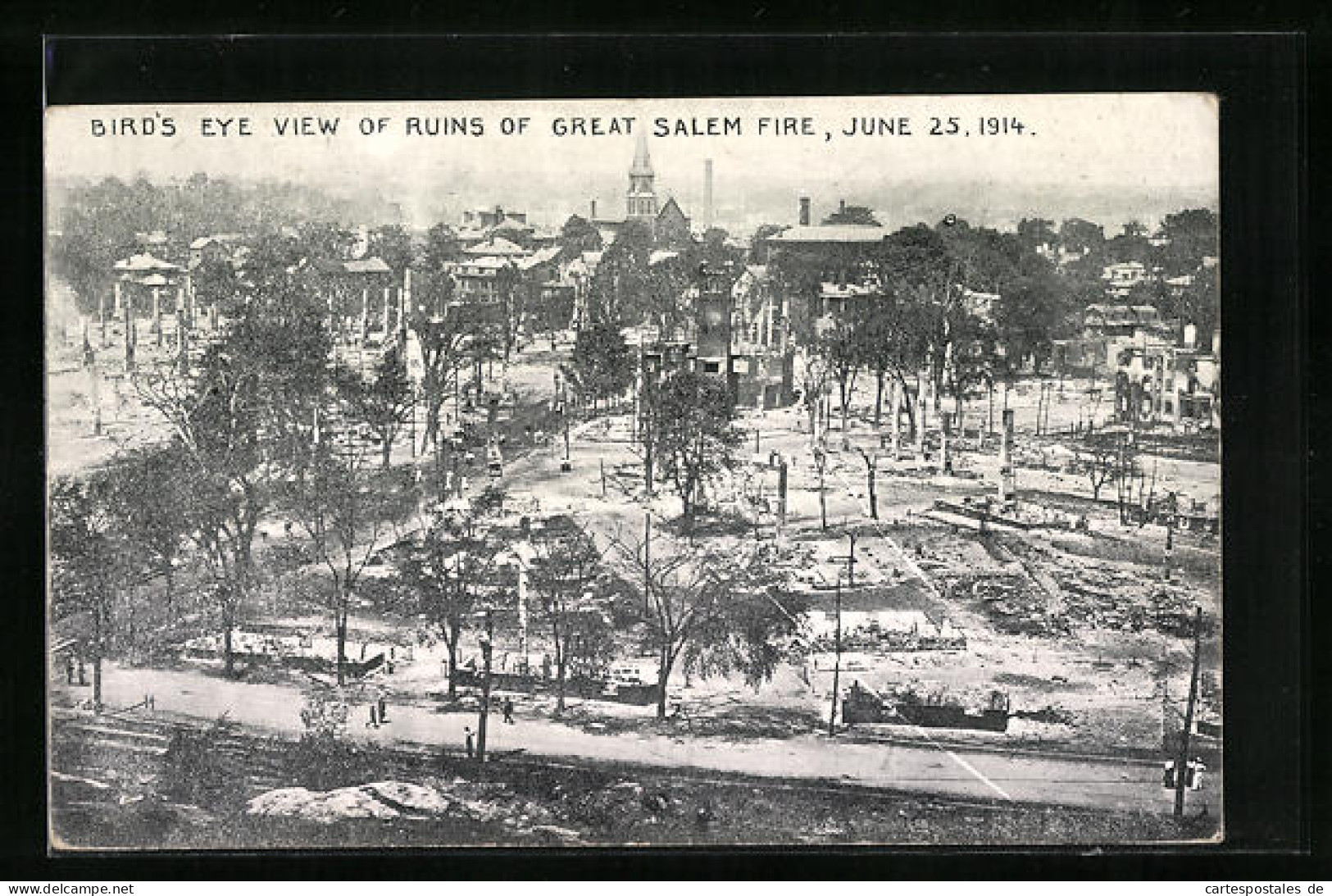 AK Salem, MA, Bird`s Eye View Of Ruins Of Great Salem Fire, June 25, 1914  - Autres & Non Classés
