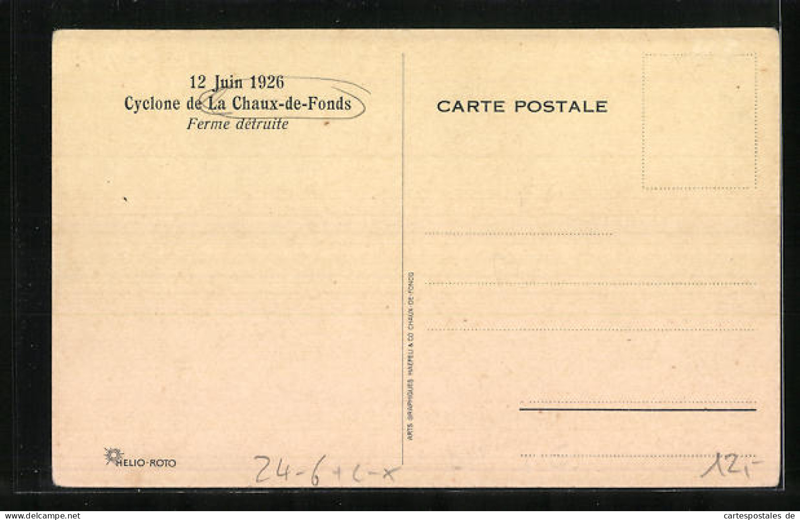 AK La Chaux-de-Fonds, Cyclone 12 Juin 1926, Unwetter  - La Chaux-de-Fonds