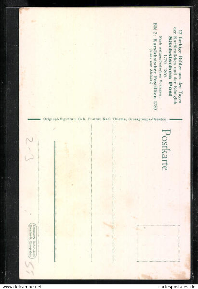 AK Kursächsischer Postillion Bläst Zur Abfahrt, 1780  - Post