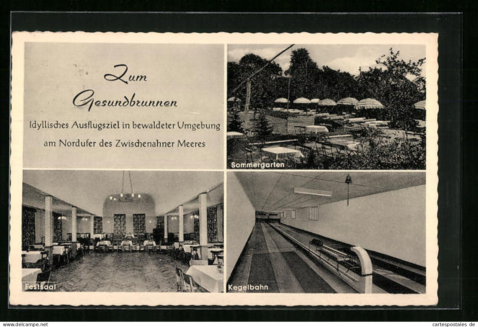 AK Bad Zwischenahn, Gasthaus Zum Gesundbrunnen, Innenansicht Festsaal, Kegelbahn  - Bad Zwischenahn