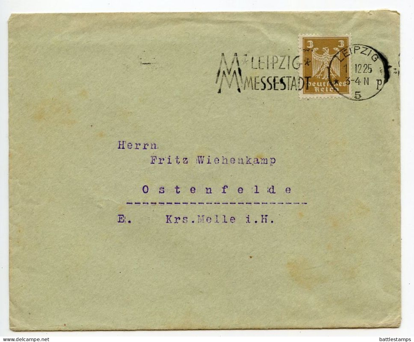 Germany 1925 Cover & Auction Report; Leipzig - Mucrena Rauchwarenversteigerungs; 3pf. German Eagle; Slogan Cancel - Covers & Documents