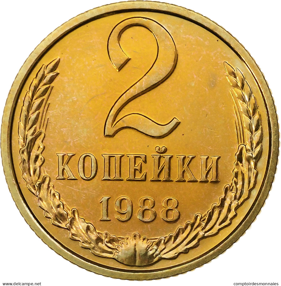 Russie, 2 Kopeks, 1988, Saint-Pétersbourg, Laiton, SPL, KM:127a - Russland