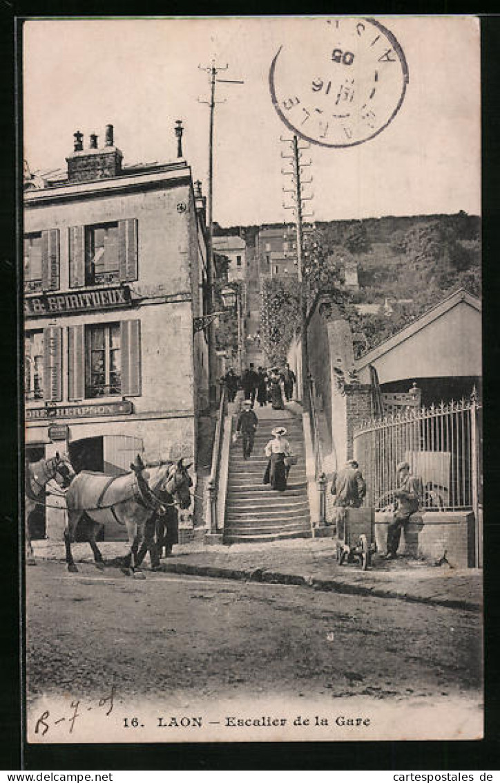 CPA Laon, Escalier De La Gare  - Laon
