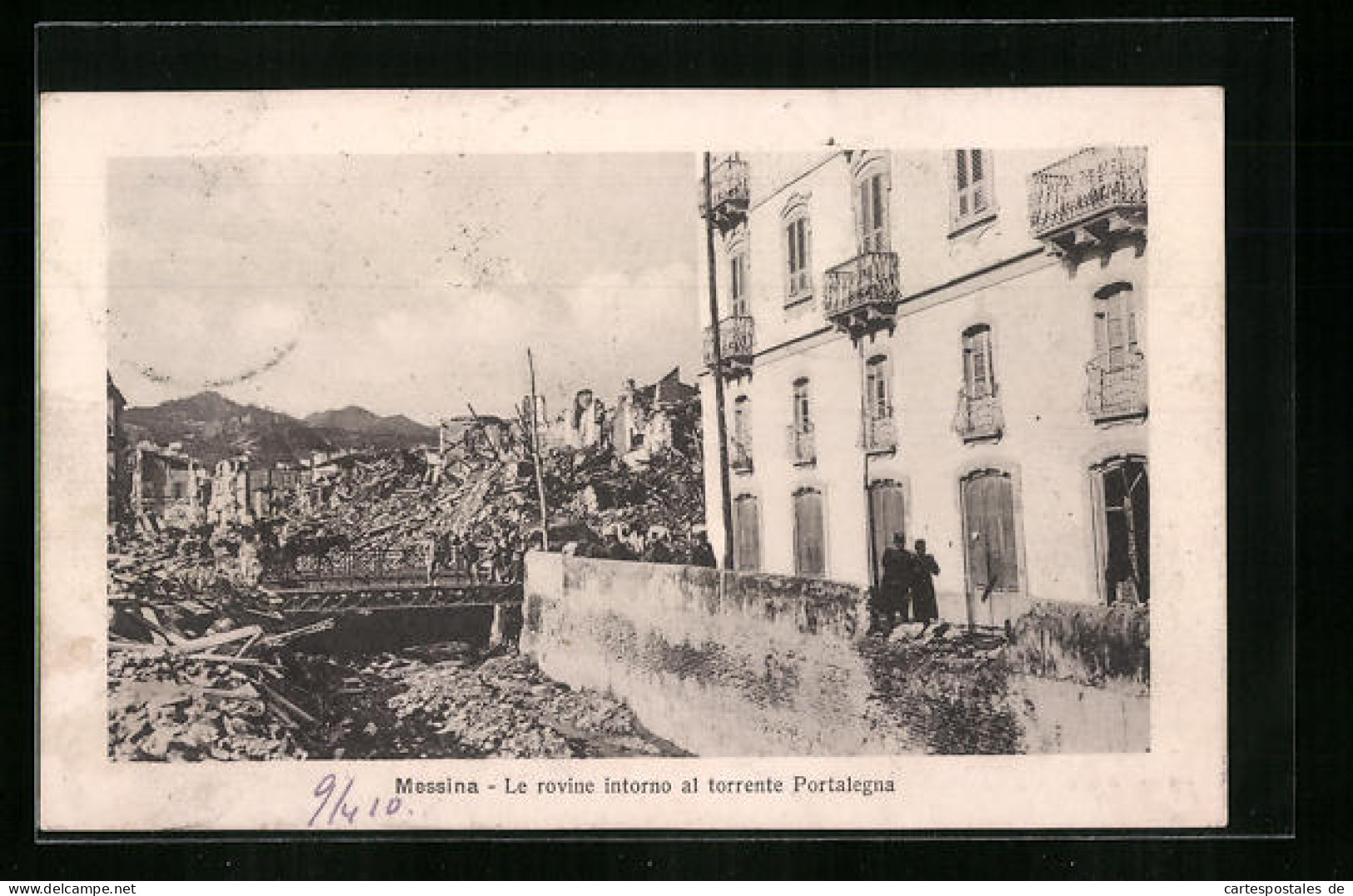 Cartolina Messina, Le Rovine Intorno Al Torrente Portalegna  - Messina