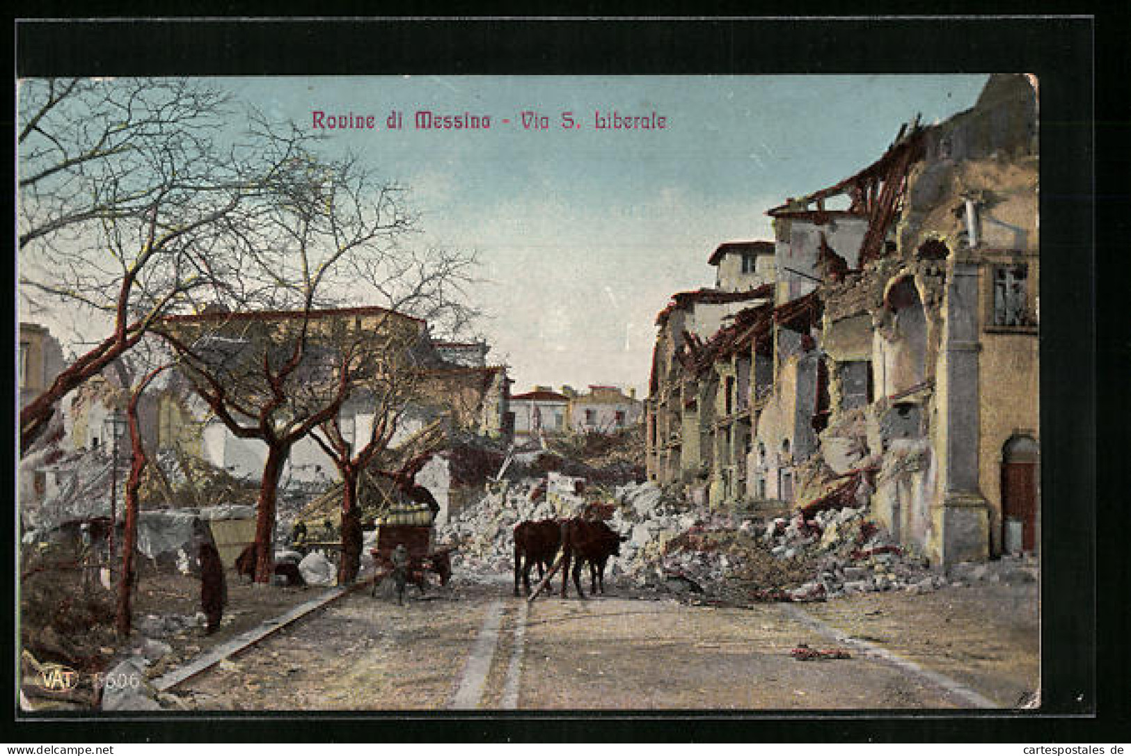 AK Messina, Rovine, Via S. Liberale, Strassenpartie Mit Zerstörten Häusern Nach Erdbeben  - Catastrofi