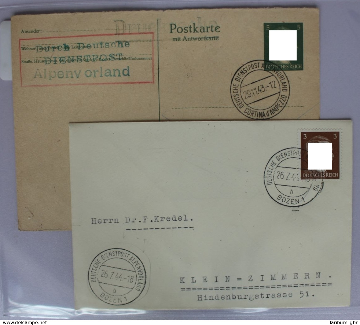 Deutsches Reich 2x Belege Der Deutschen Dienstpost Alpenvorland #BC832 - Other & Unclassified